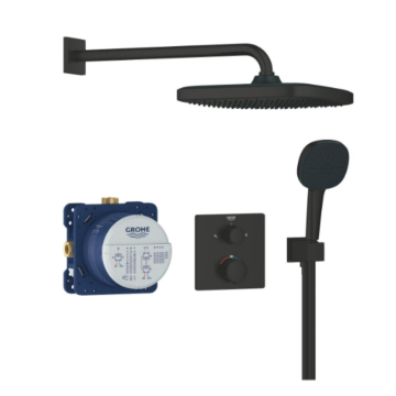 Grohe 348822430 Precision Thermostaat QuickFix Perfect shower set met Vitalio Comfort 250 Mat Zwart