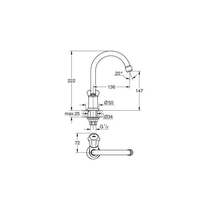Grohe 20393001 Costa L Toiletkraan Chroom