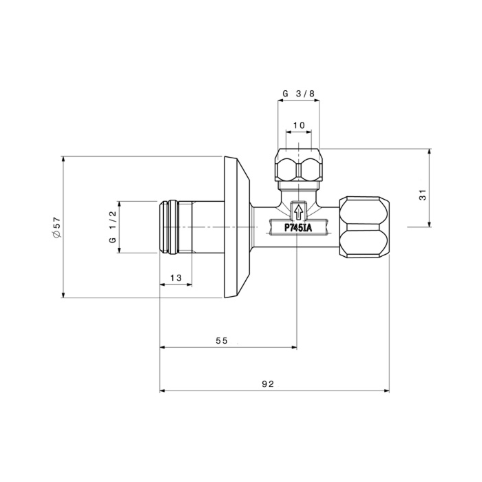Raminex 1200001 Stopkraan 1/2" voor sanitaire toestellen Chroom