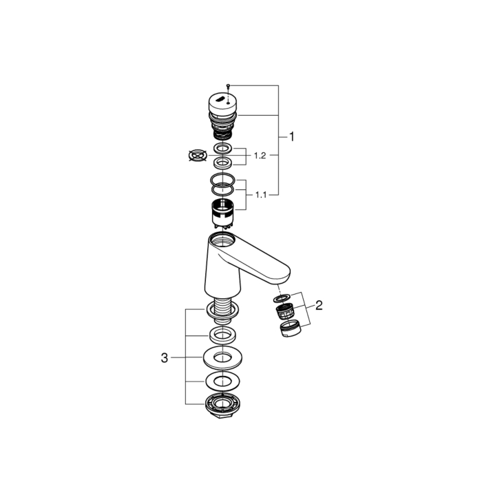 Grohe 36265000 Euroeco Cosmopolitan T Zelfsluitende wastafelkraan Chroom