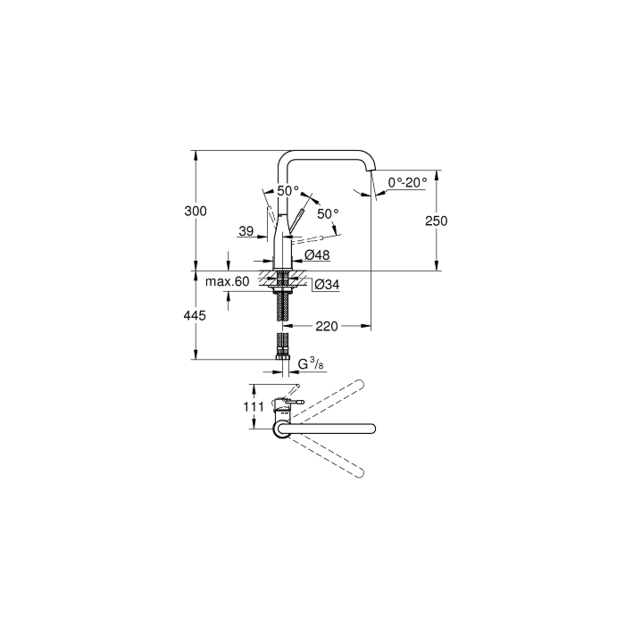 Grohe 30269000 Essence Keukenmengkraan Hoge Uitloop Chroom
