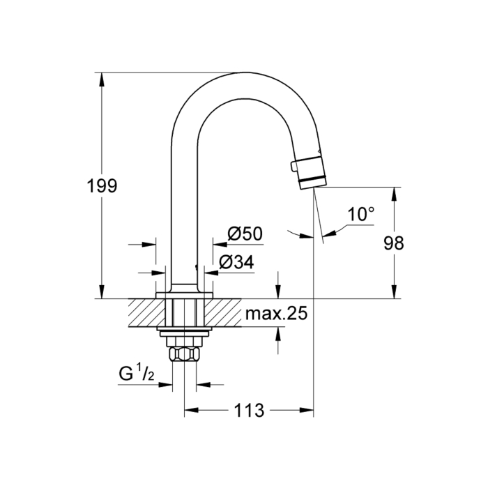Grohe 20201DC0 Universal Fonteinkraan Supersteel (RVS look)