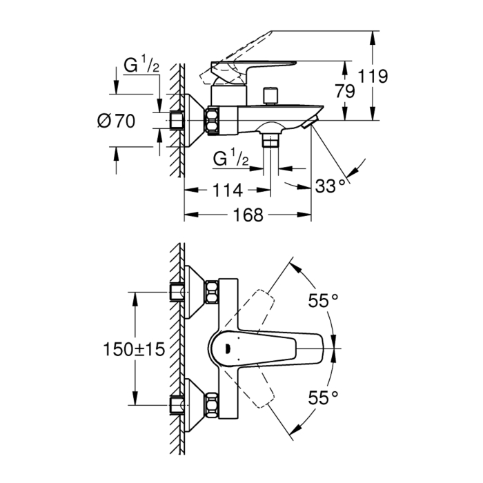 Grohe 23604001 BauEdge Badmengkraan Chroom