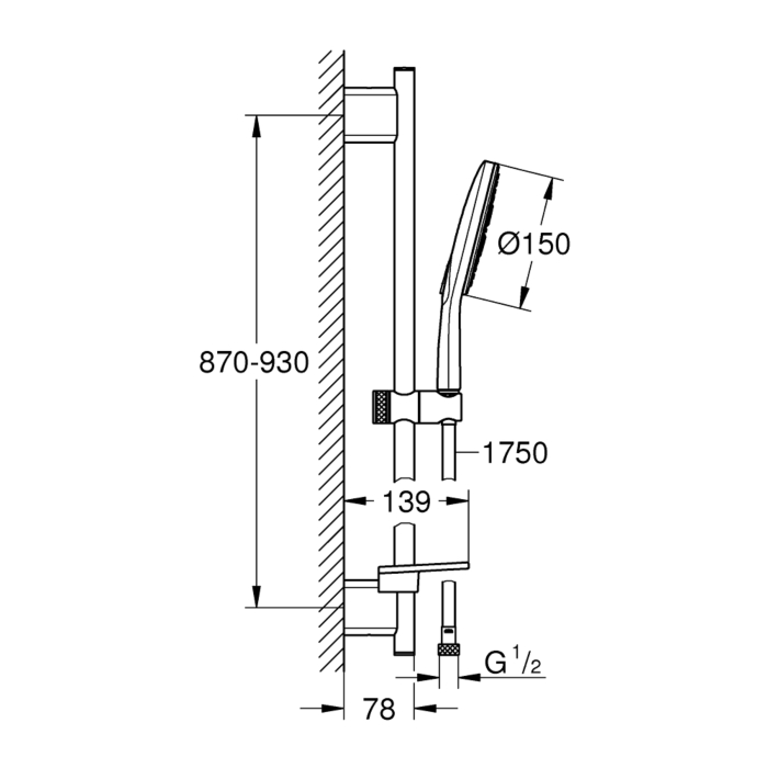 Grohe 26594000 Rainshower SmartActive glijstangcombinatie chroom