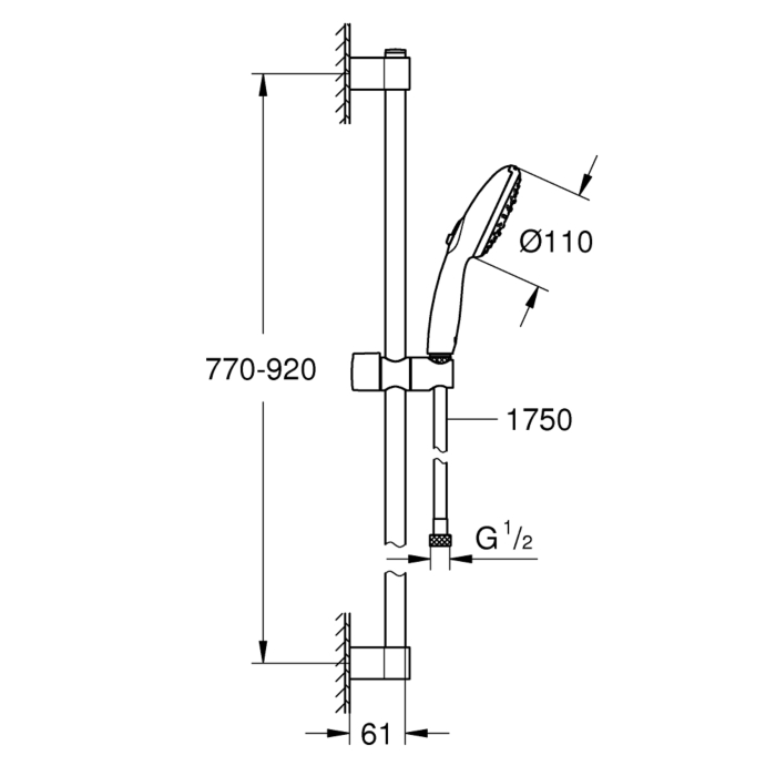 Grohe 26771003 Tempesta 110 Doucheset 3 straalsoorten Chroom