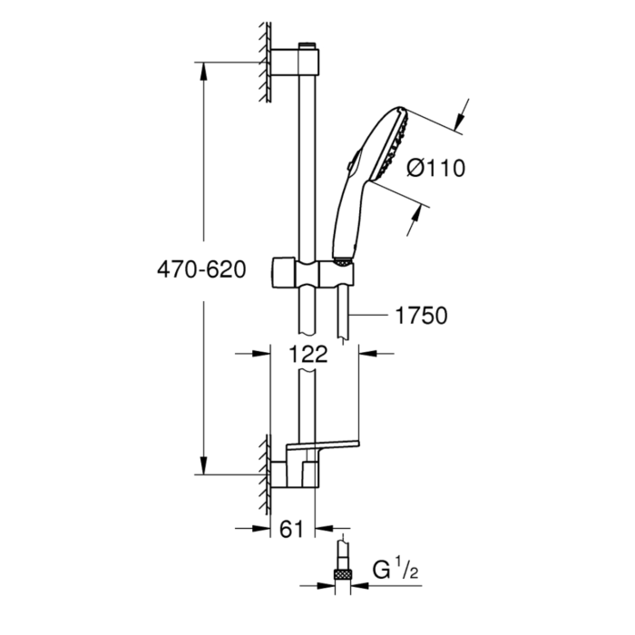 Grohe 27600003 Tempesta 110 Doucheset 3 straalsoorten Chroom