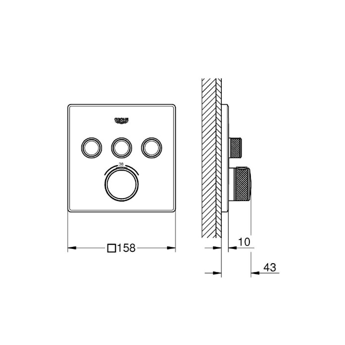 Grohe 29126AL0 Grohtherm Smartcontrol Thermostatisch Inbouwmengkraan met Omstelling Hard Graphite Geborsteld (mat donker grijs)