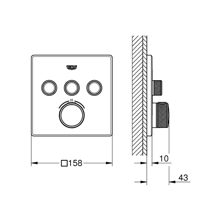 Grohe 29126A00 Grohtherm Smartcontrol Thermostatisch Inbouwmengkraan met Omstelling Hard Graphite (donker grijs)