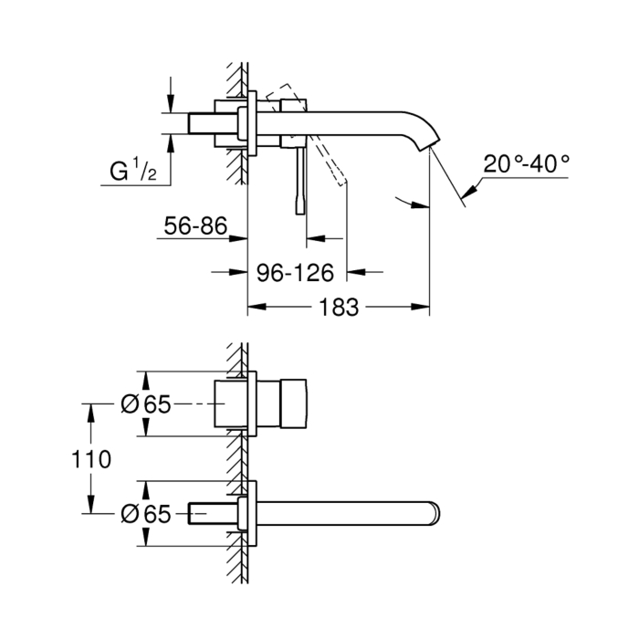 Grohe 19408GL1 Essence Tweegats wastafelmengkraan M-Size Cool Sunrise (goud)