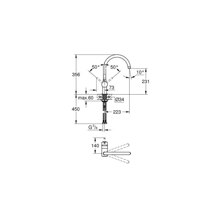 Grohe 32917KS0 Minta Keukenmengkraan C-uitloop Velvet black