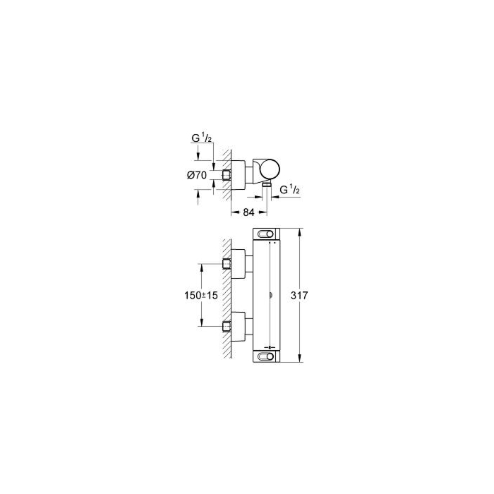 Grohe 34169001 Grohtherm 2000 New Douchemengkraan (met afgedekte S-koppelingen) Chroom 