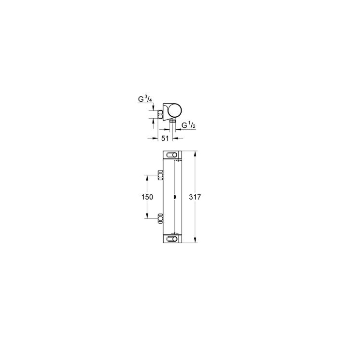 Grohe 34170001 Grohtherm 2000 Thermostatische Douchemengkraan Chroom (zonder koppelingen)