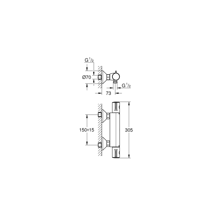 Grohe 34558000 Grohtherm 800 Thermostatische Douchemengkraan (met koppelingen) Chroom 