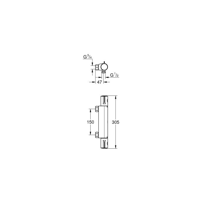 Grohe 34561000 Grohtherm 800 Thermostatische Douchemengkraan zonder koppelingen Chroom 