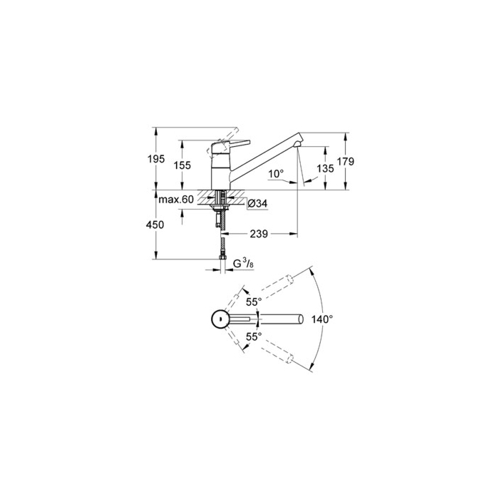 Grohe 32659001 Concetto Keukenmengkraan Lage Uitloop Chroom