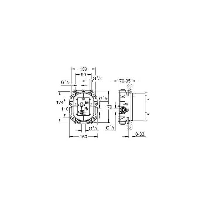 Grohe 35500000 Rapido T Universele thermostatische inbouwmengkraan