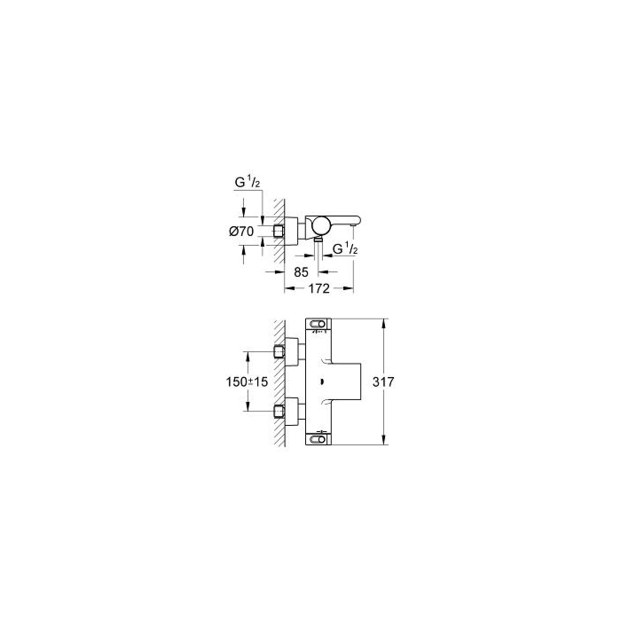 Grohe 34174001 Grohtherm 2000 New Thermostatische Badmengkraan (met afgedekte S-koppelingen) Chroom
