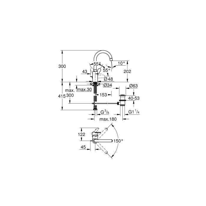 Grohe 23043003 Eurostyle Cosmopolitan Wastafelmengkraan L-Size Chroom