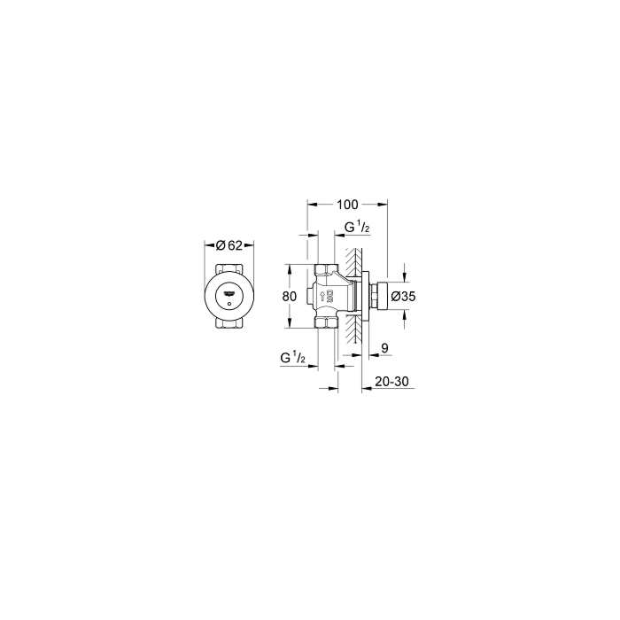 Grohe 36268000 Euroeco Cosmopolitan T Zelfsluitende Douchekraan Chroom
