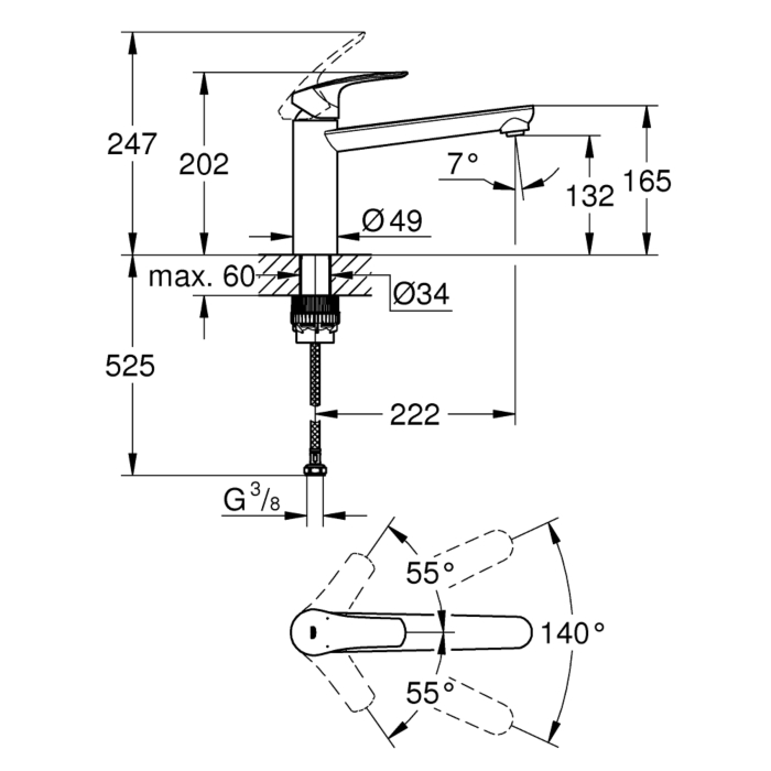 Grohe 30463000 Eurosmart Keukenmengkraan Medium Uitloop Chroom