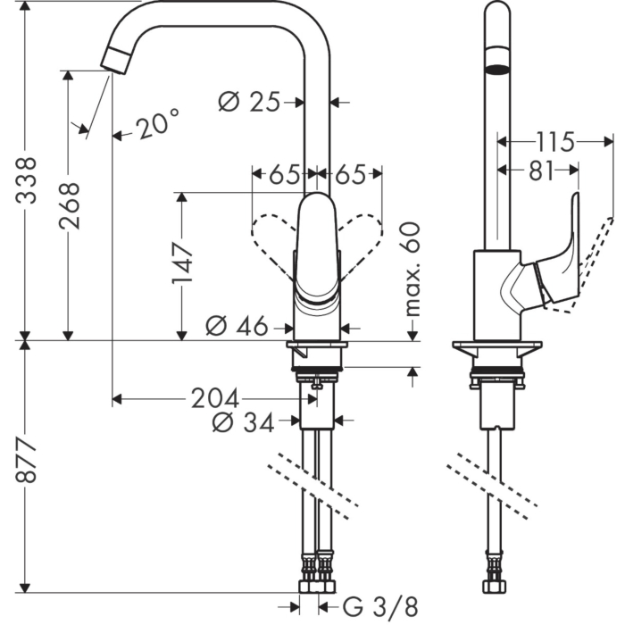 Hansgrohe 31820670 Focus M41 Keukenmengkraan 260 Mat Zwart