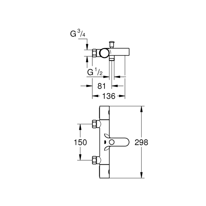Grohe 34770000 Grohtherm 800 Cosmopolitan Thermostatische Badmengkraan Chroom