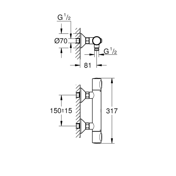Grohe 34793000 Grohtherm 500 Thermostatische Douchemengkraan Chroom