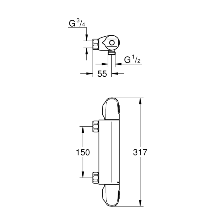 Grohe 34817003 Grohtherm 1000 Thermostatische Douchemengkraan Chroom