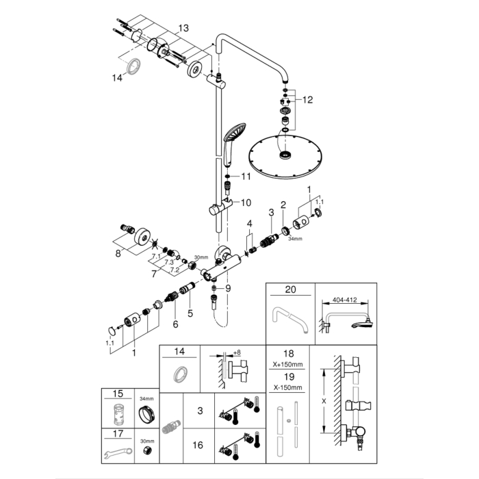 Grohe 26075DL0 Euphoria System 310 douchesysteem met thermostaatkraan Warm Sunset Geborsteld