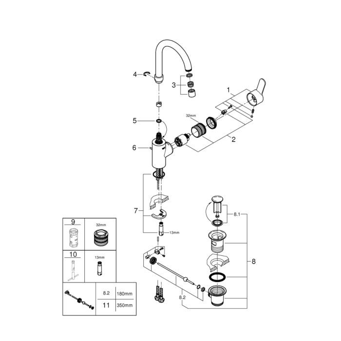 Grohe 23043003 Eurostyle Cosmopolitan Wastafelmengkraan L-Size Chroom