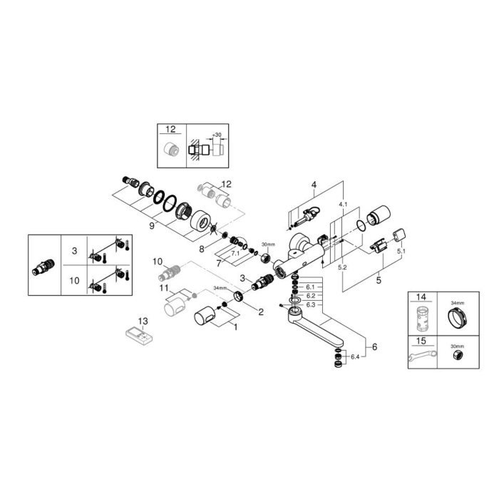  Grohe 36332000 Eurosmart Cosmopolitan E Infrarood Thermostatische Wandmengkraan Chroom