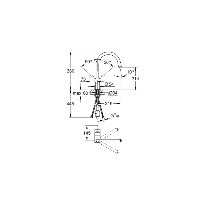 Grohe 32918000 Minta Keukenmengkraan C-uitloop Chroom