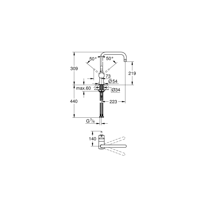 Grohe 32488DC0 Minta Keukenmengkraan U-uitloop Supersteel (RVS)
