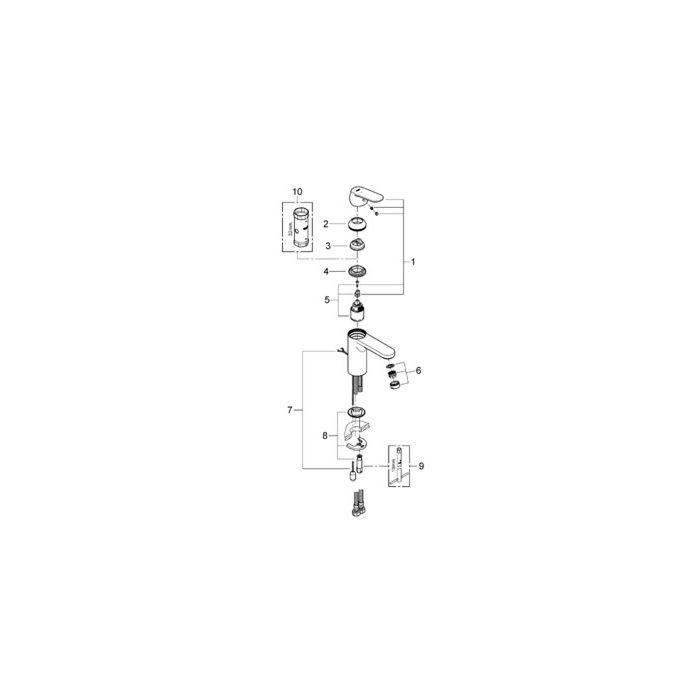 Grohe 2339700E Eurosmart Cosmopolitan Wastafelmengkraan M-Size Met ketting Chroom