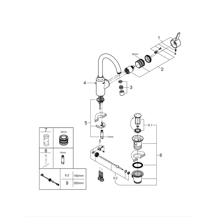 Grohe 32830001 Eurosmart Cosmopolitan Wastafelmengkraan Trekwaste L-Size Chroom