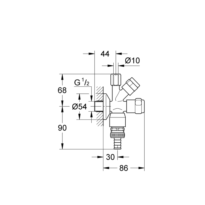 Grohe 41082000 vaatwas/hoekstopkraan Chroom