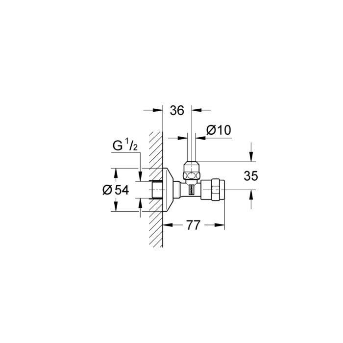 Grohe 41263000 Hoekstopkraan 1/2" voor sanitaire toestellen Chroom