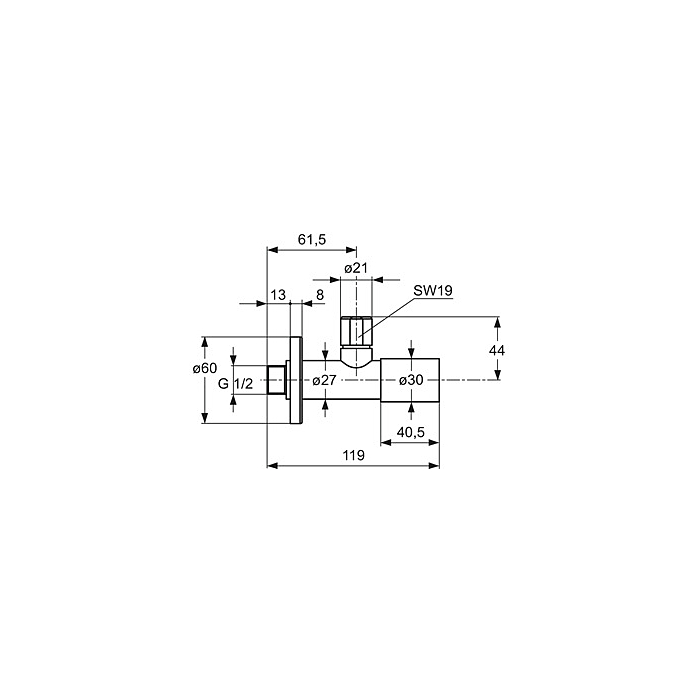 Ideal Standard A2129AA Stopkraan voor sanitaire toestellen Chroom