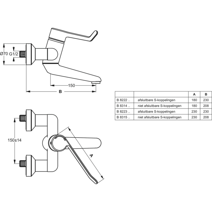 Ideal Standard B8222AA Ceraplus Tweegats Wastafelmengkraan Chroom