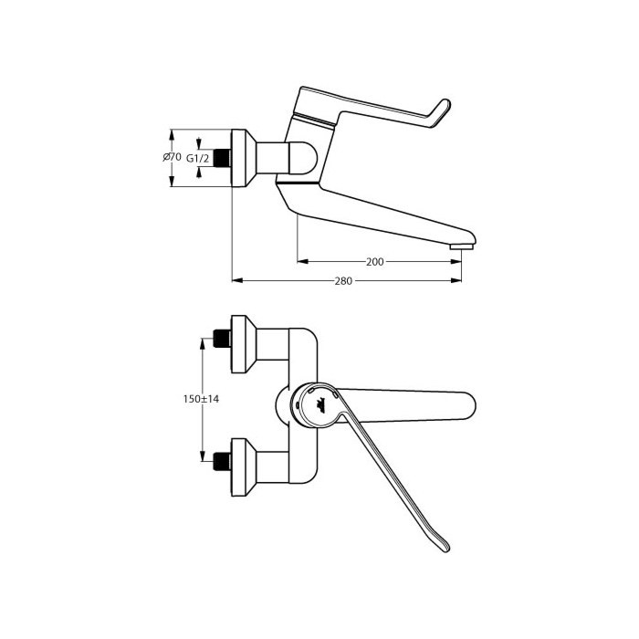 Ideal Standard B8225AA Ceraplus Tweegats Wastafelmengkraan Chroom