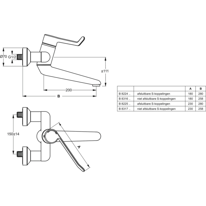 Ideal Standard B8317AA Ceraplan Eco Tweegats Wastafelmengkraan Chroom