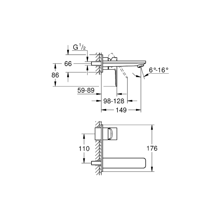 Grohe 19409DC1 Lineare Wastafelmengkraan M-Size Supersteel (RVS look)