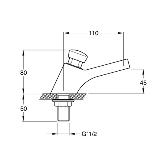Raminex QK23051 Mechanische Zelfsluitende Kraan Wandmontage Chroom 