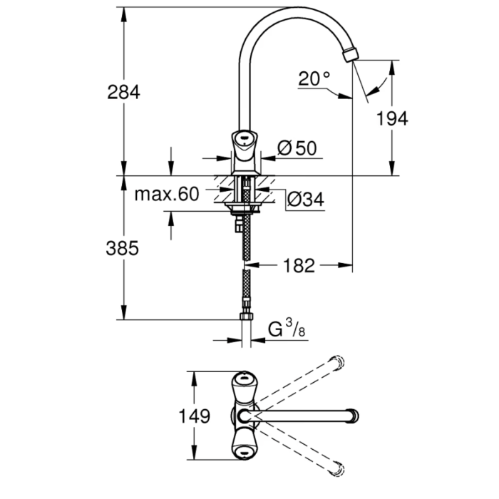 Grohe 31831001 Costa L Keukenmengkraan Chroom