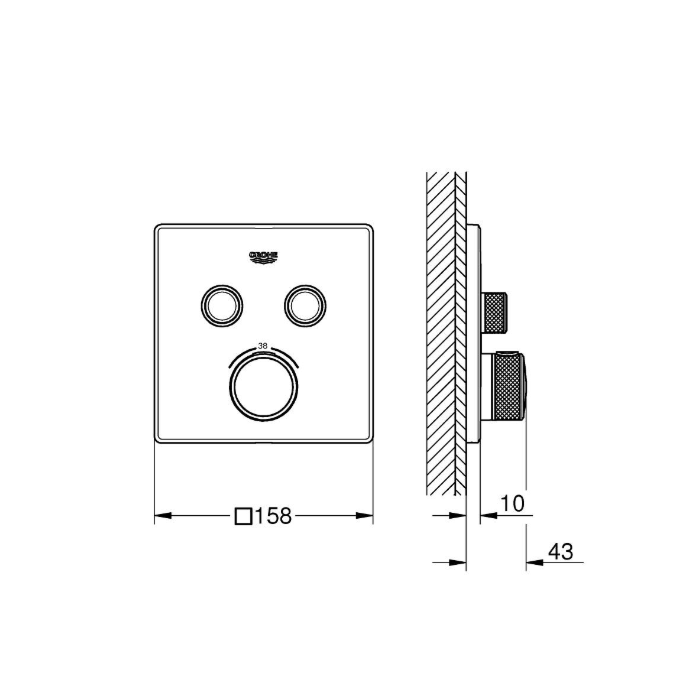Grohe 29124AL0 Grohtherm Smartcontrol Thermostatisch Inbouwmengkraan met Omstelling Hard Graphite Geborsteld (donker grijs)