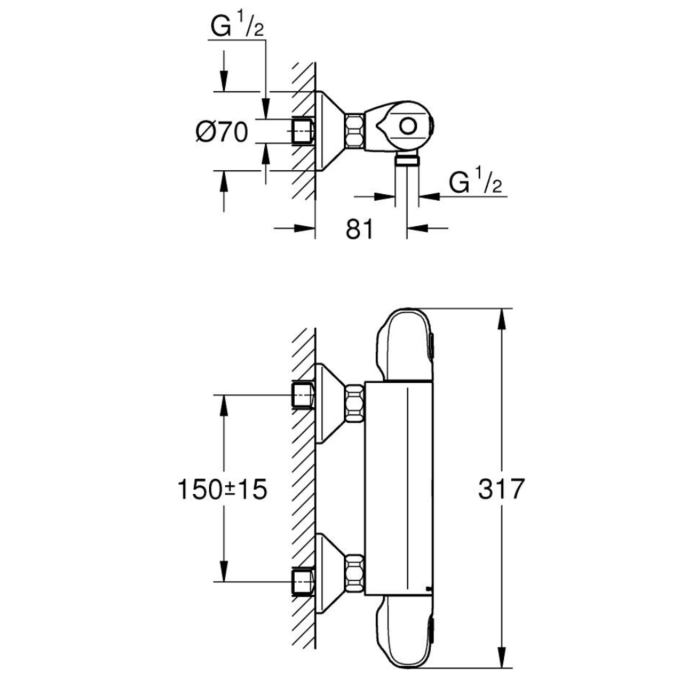 Grohe 348142433 Grohtherm 1000 Thermostatische Douchemengkraan Mat Zwart