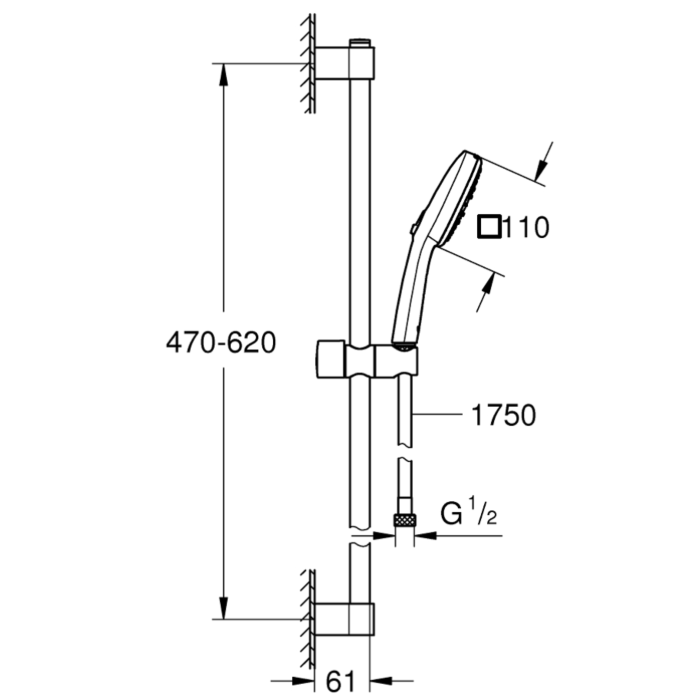 Grohe 27579003 Tempesta Cube 110 Doucheset 3 straalsoorten Chroom