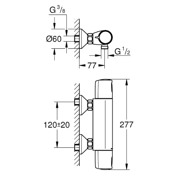 Grohe 342282432 Precision Trend QuickFix Thermostatische Douchemengkraan Mat Zwart