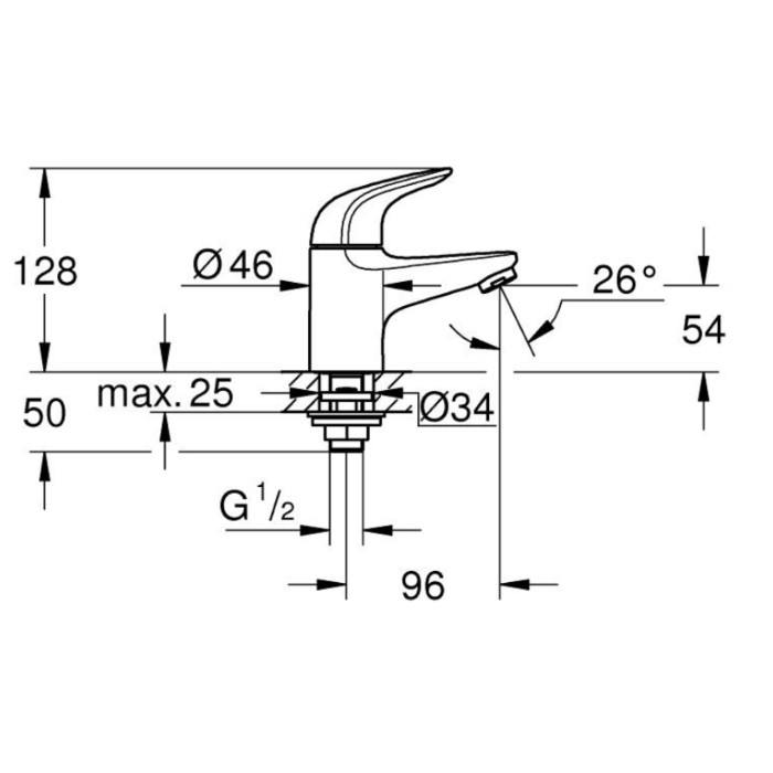 Grohe 20617001 Swift 1/2 XS-Size Toiletkraan Chroom