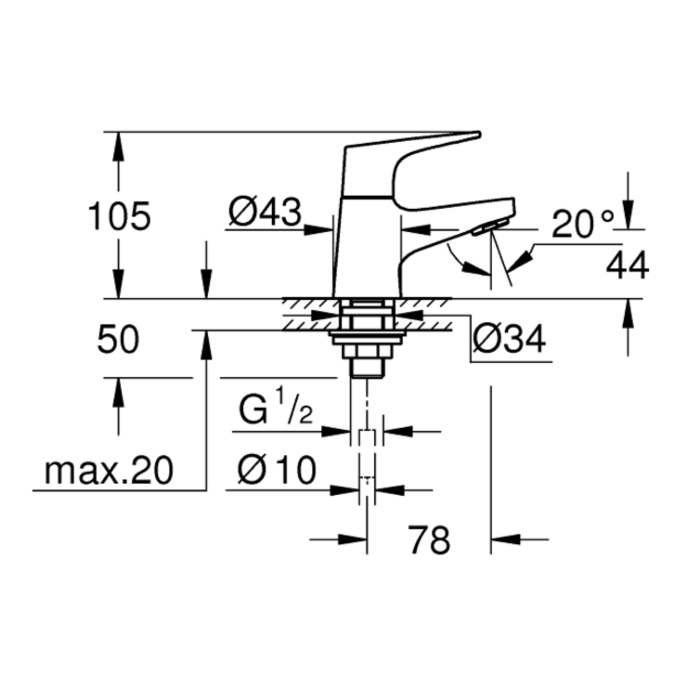 Grohe 20577000 Start Flow XS-Size Toiletkraan Chroom 